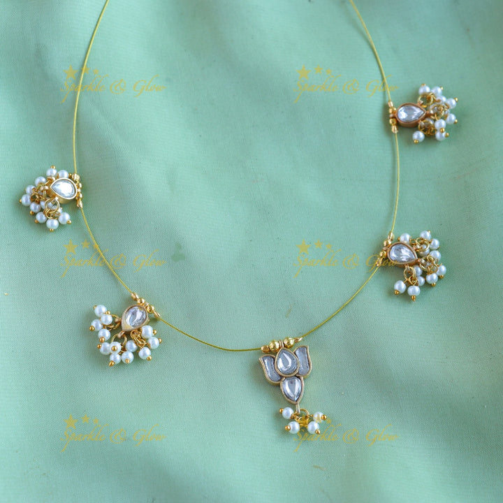 Sparkling Lotus Floral Guttapusalu Invisible short necklace
