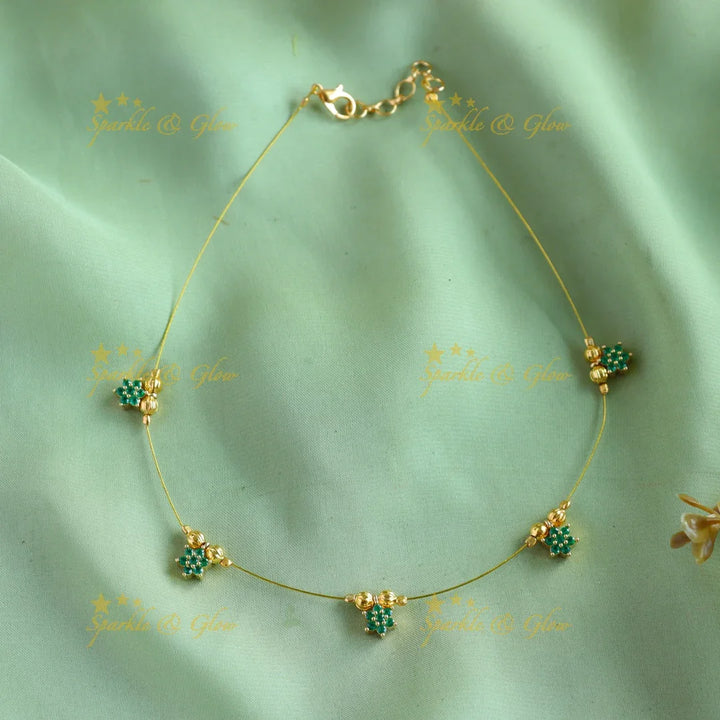 Sparkling Multi floral design Invisible short necklace - Sparkle and Glow