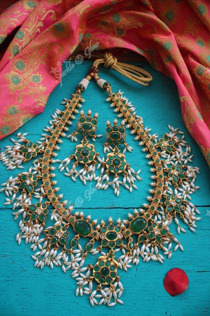 Beautifull Rice pear gutta pusalu necklace - Multi - Sparkle and Glow