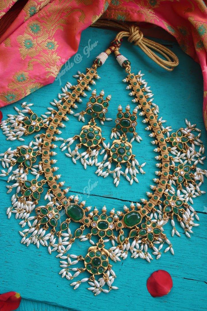 Beautifull Rice pear gutta pusalu necklace - Multi - Sparkle and Glow