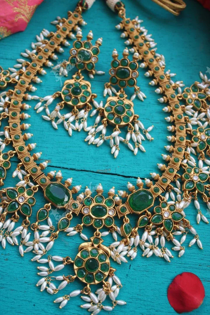 Beautifull Rice pear gutta pusalu necklace - Multi - Sparkle and Glow