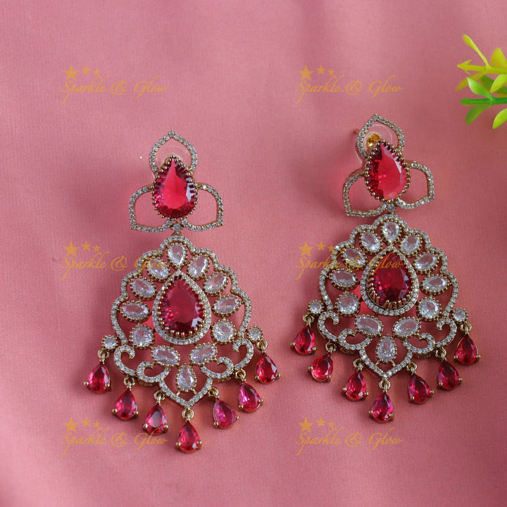 Grand Dual tone Floral pendant two layered Victorian AD short necklace