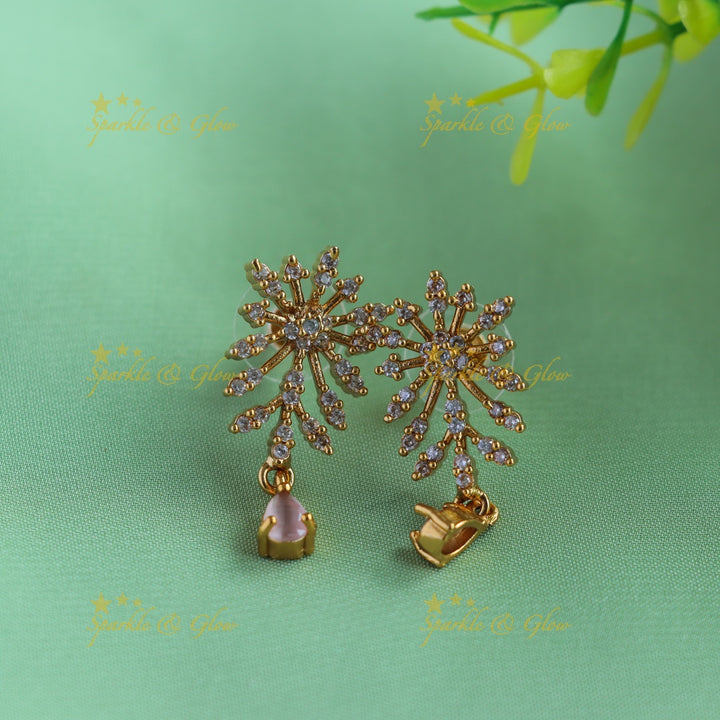 Gracious Star Floral Leaflet design AD short necklace-Light pink