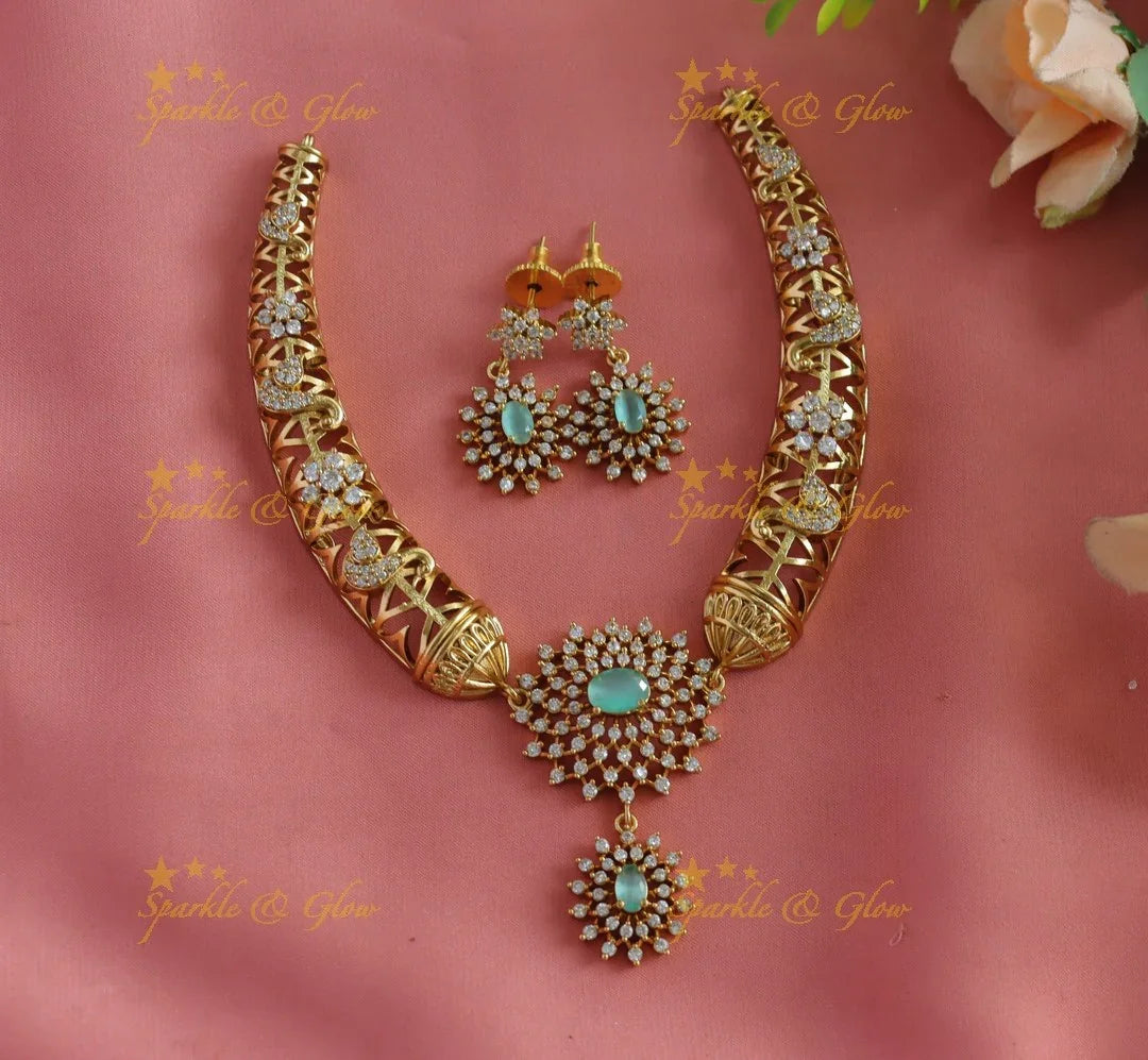 Beautiful Dual Tone Floral Pendant carved Pipe Necklace-Light pink - Sparkle and Glow