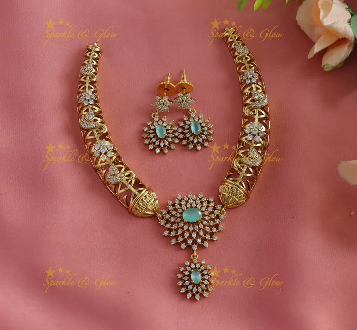 Beautiful Dual Tone Floral Pendant carved Pipe Necklace-Light pink - Sparkle and Glow