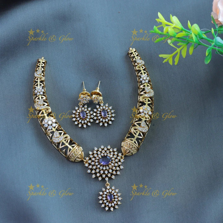 Beautiful Dual Tone Floral Pendant carved Pipe Necklace-Light pink - Sparkle and Glow