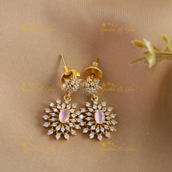 Beautiful Dual Tone Floral Pendant carved Pipe Necklace-Light pink - Sparkle and Glow