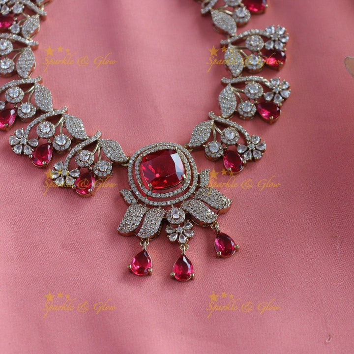 Gracious Square pendant Leaf Floral carved Victorian AD short necklace - Sparkle and Glow