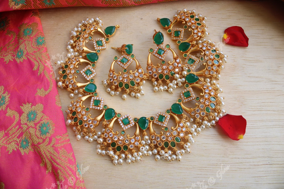 Half moon shaped ruby like semi precious stones gutta pusalu - Pink Green