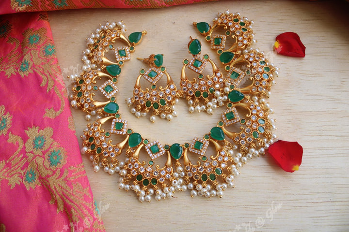 Half moon shaped ruby like semi precious stones gutta pusalu - Pink Green