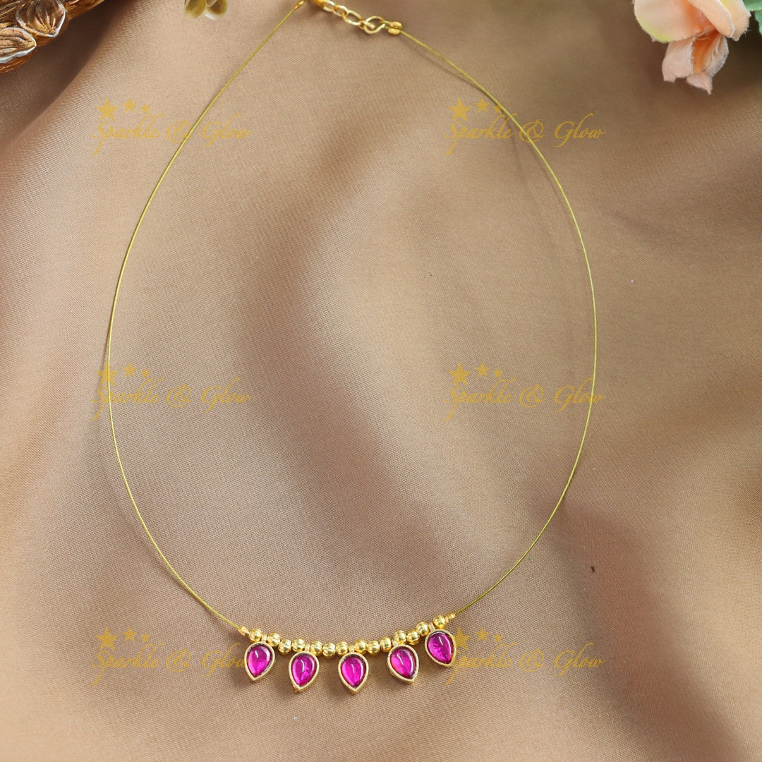 Sparkling Waterdrop design Invisible short necklace