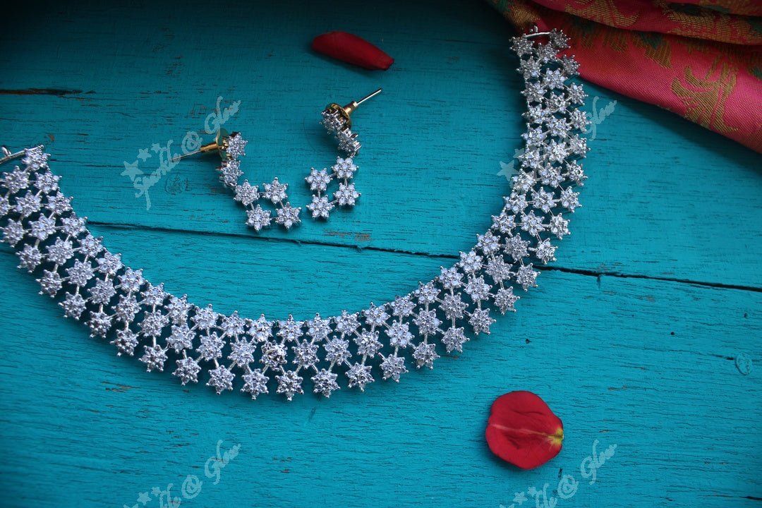 Ad Stones 3 layer star shaped neckset - Sparkle and Glow - Back Thread - 