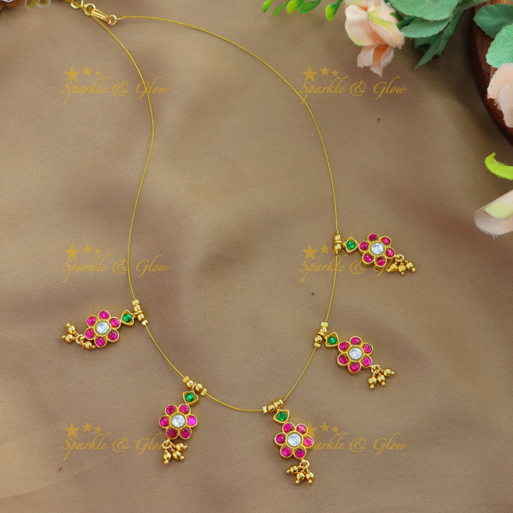 Beautiful Multi Floral Invisible short necklace