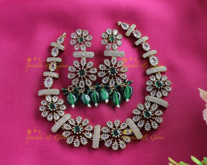 Gracious Flower design Victorian AD short necklace - Ruby - Sparkle and Glow - Ruby - Back Thread