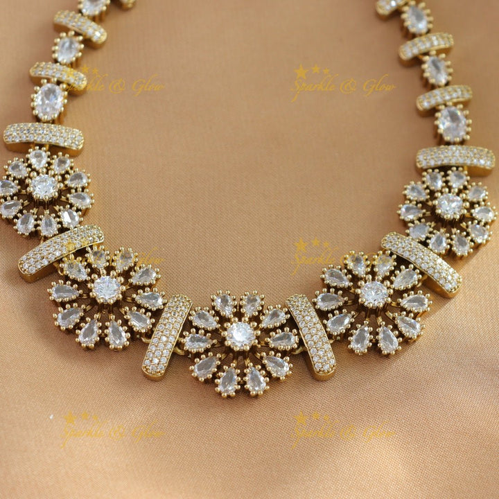 Gracious Flower design Victorian AD short necklace - Ruby - Sparkle and Glow - Ruby - Back Thread
