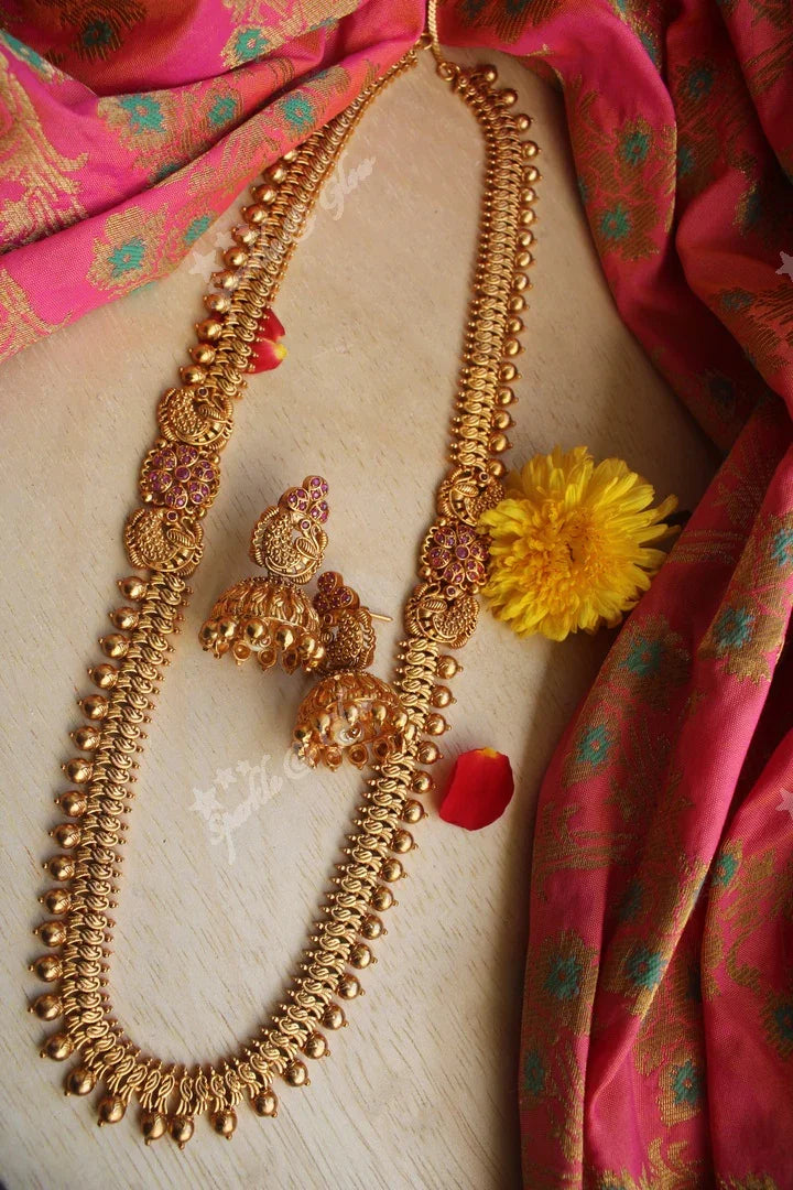 Antique Elegant moggapu peacock haram - Sparkle and Glow