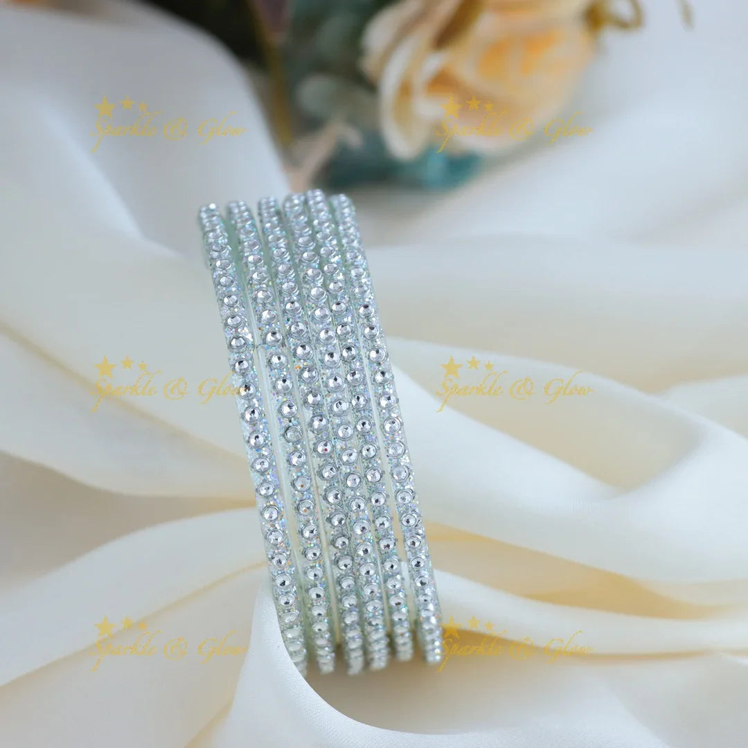 Stunning Gold colour Glass bangles set of 6 bangles - Sparkle and Glow