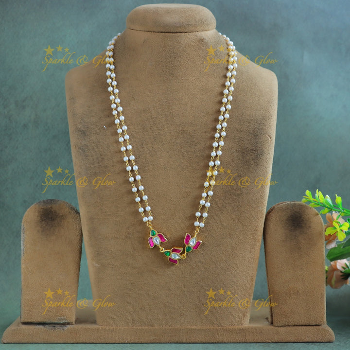 Gracious Lotus pendant Jadau Pearl chain