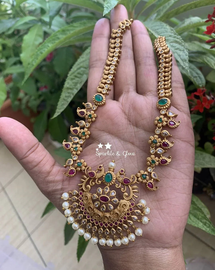 Mango peacock necklace - Green Pink - Sparkle and Glow