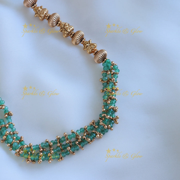 Elegant Crystal mintgreen beaded short necklace