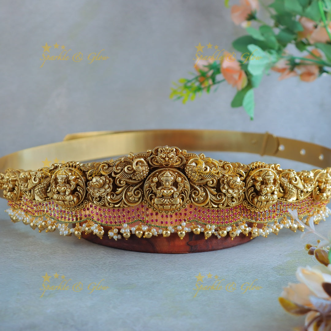 Grand Nagas Ruby stones Layered Floral Hipbelt