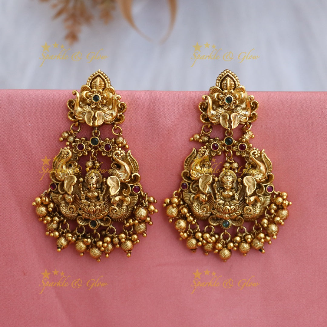 Lakshmi Peacock Bali Carved Earrings
