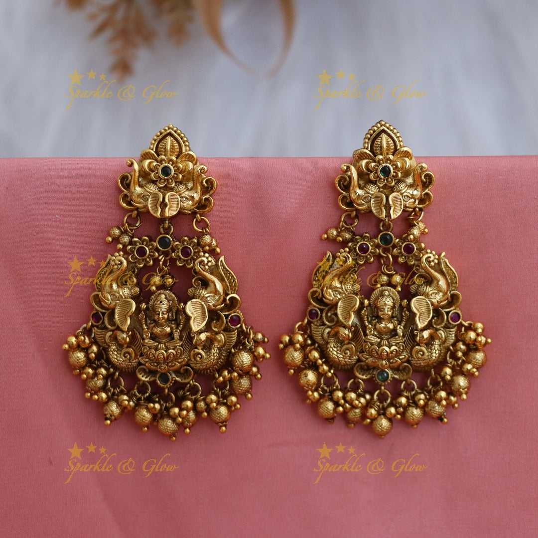Lakshmi Peacock Bali Carved Earrings