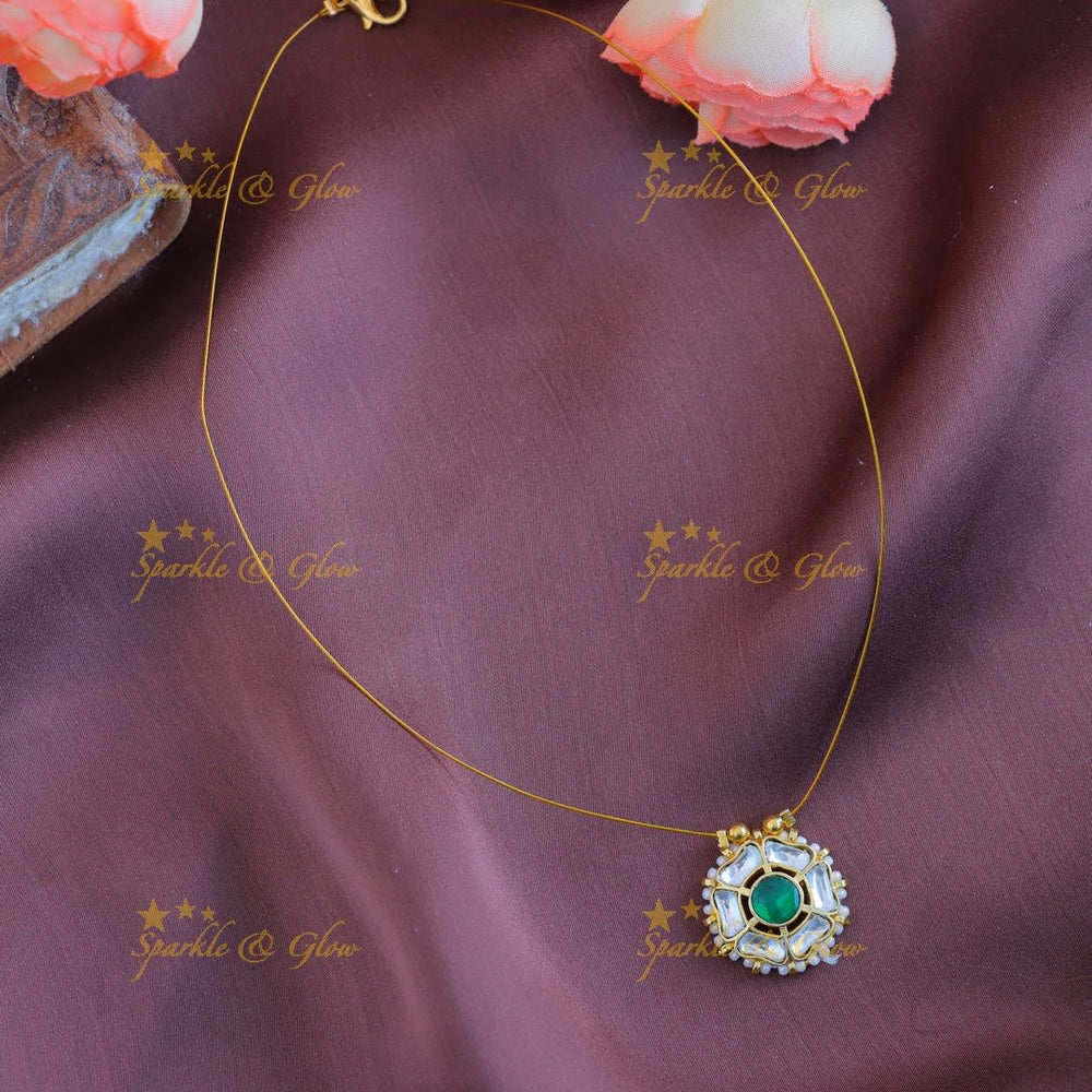 Beautiful Kundan Floral Invisible short necklace - Sparkle and Glow - Back Thread - 