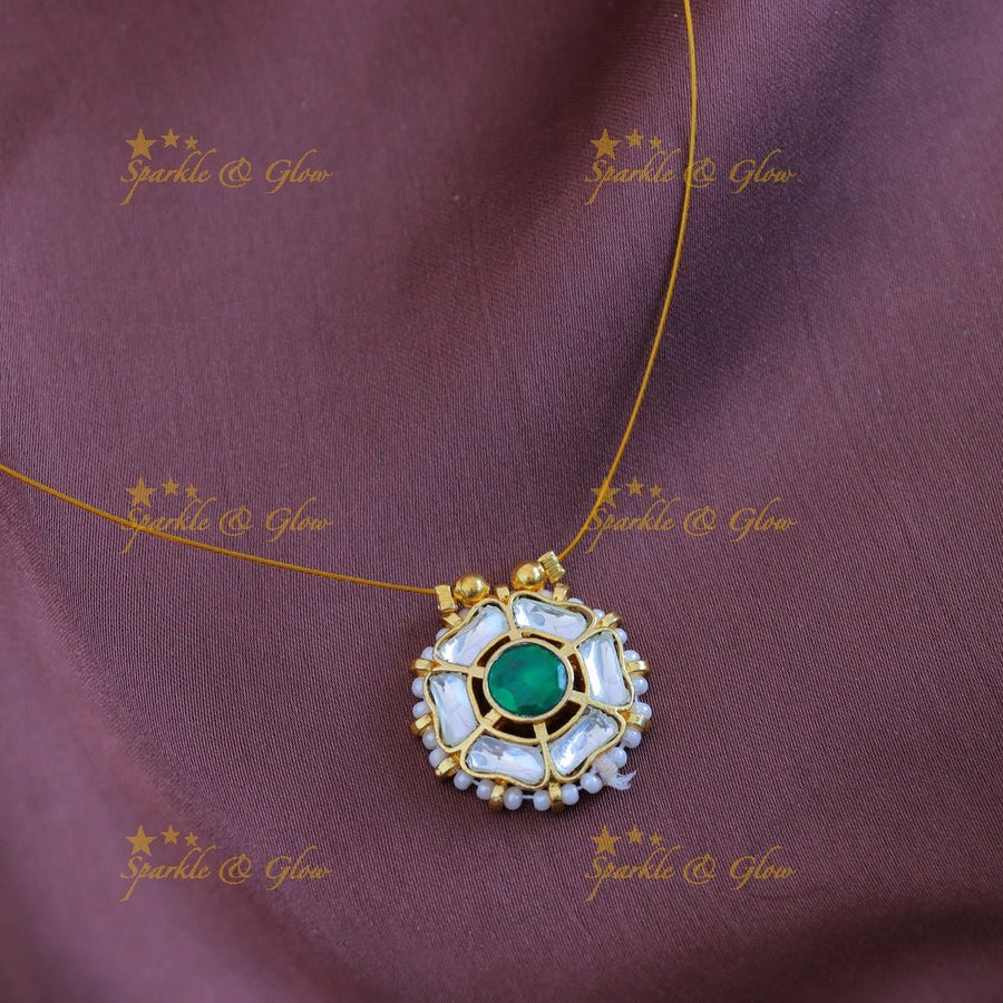 Beautiful Kundan Floral Invisible short necklace - Sparkle and Glow - Back Thread - 