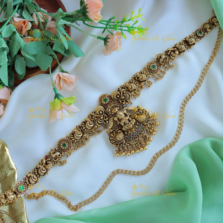 Elegant Idol Lakshmi Peacock Floral Hipchain