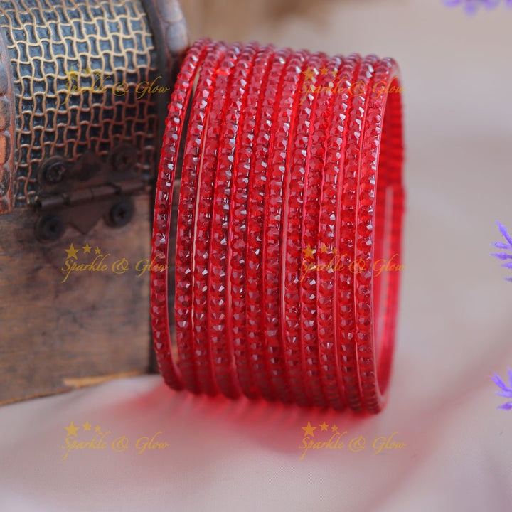 Elegant Plain Square design Glass Bangles Combo, Set of 12 Bangles, (One dozen) each colour - Sparkle and Glow - 2.4 - 