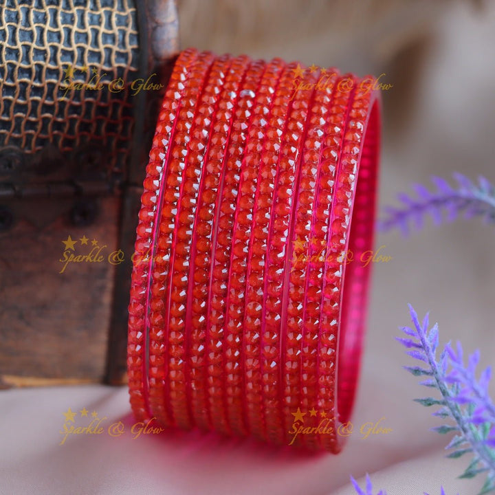 Elegant Plain Square design Glass Bangles Combo, Set of 12 Bangles, (One dozen) each colour - Sparkle and Glow - 2.4 - 