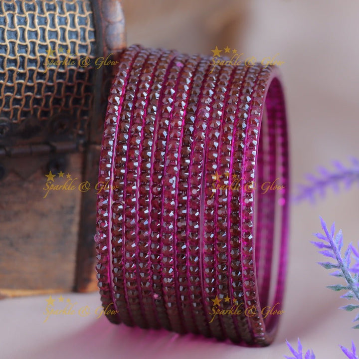 Elegant Plain Square design Glass Bangles Combo, Set of 12 Bangles, (One dozen) each colour - Sparkle and Glow - 2.4 - 