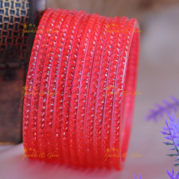 Elegant Plain Square design Glass Bangles Combo, Set of 12 Bangles, (One dozen) each colour - Sparkle and Glow - 2.4 - 