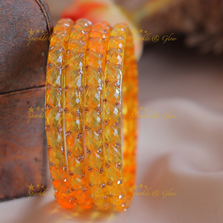 Beautiful Zigzag design Glass kada bangles Combo, Set of 4 Bangles each colour - Sparkle and Glow - 2.4 - 