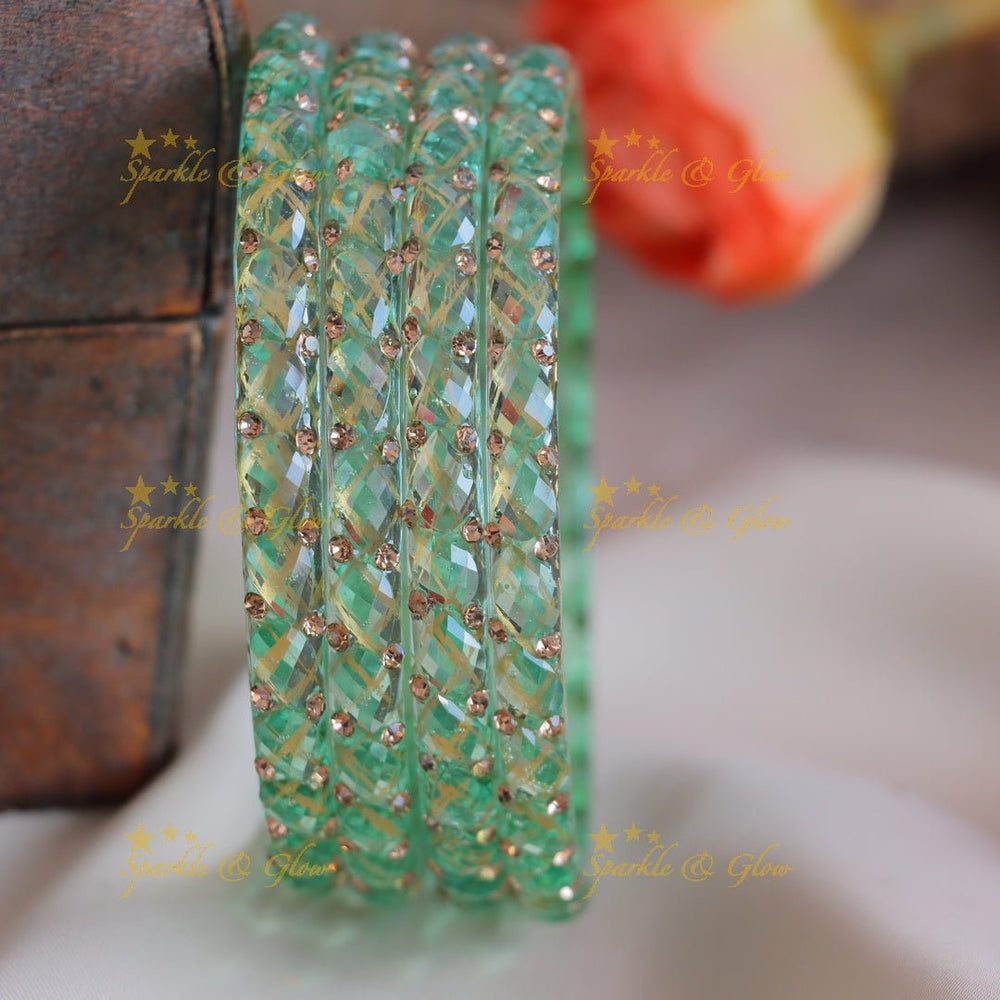 Beautiful Zigzag design Glass kada bangles Combo, Set of 4 Bangles each colour - Sparkle and Glow - 2.4 - 
