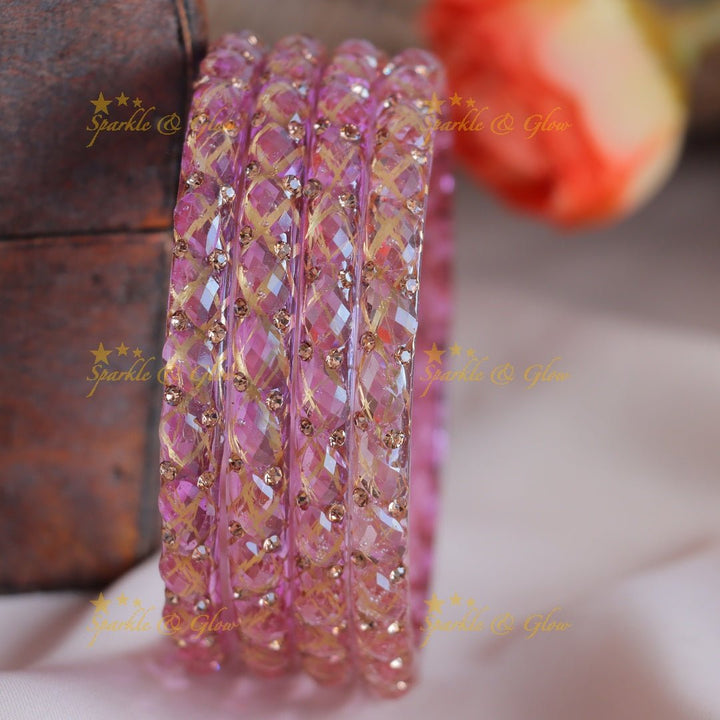 Beautiful Zigzag design Glass kada bangles Combo, Set of 4 Bangles each colour - Sparkle and Glow - 2.4 - 