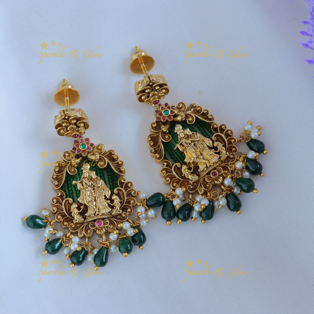 Elegant Idol Radhakrishna Vrindavan design pipe necklace