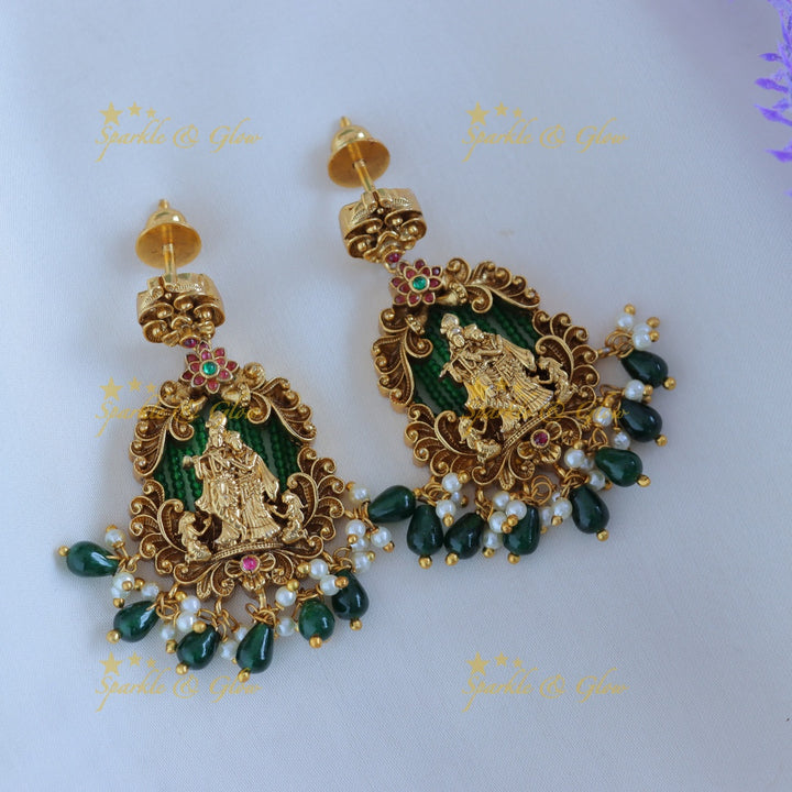 Elegant Idol Radhakrishna Vrindavan design pipe necklace