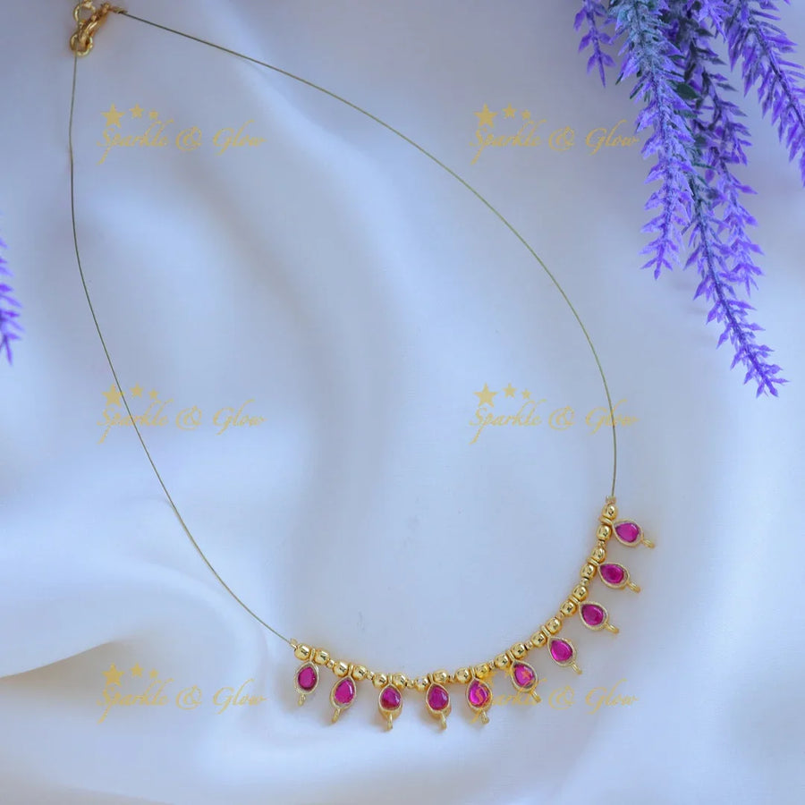 Elegant Waterdrop design invisible short necklace-Ruby - Sparkle and Glow