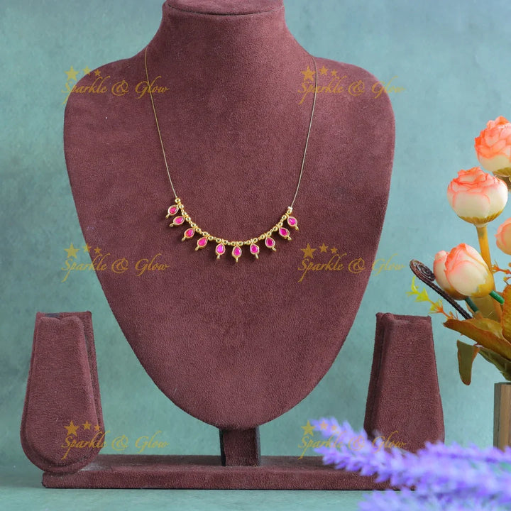 Elegant Waterdrop design invisible short necklace-Ruby - Sparkle and Glow