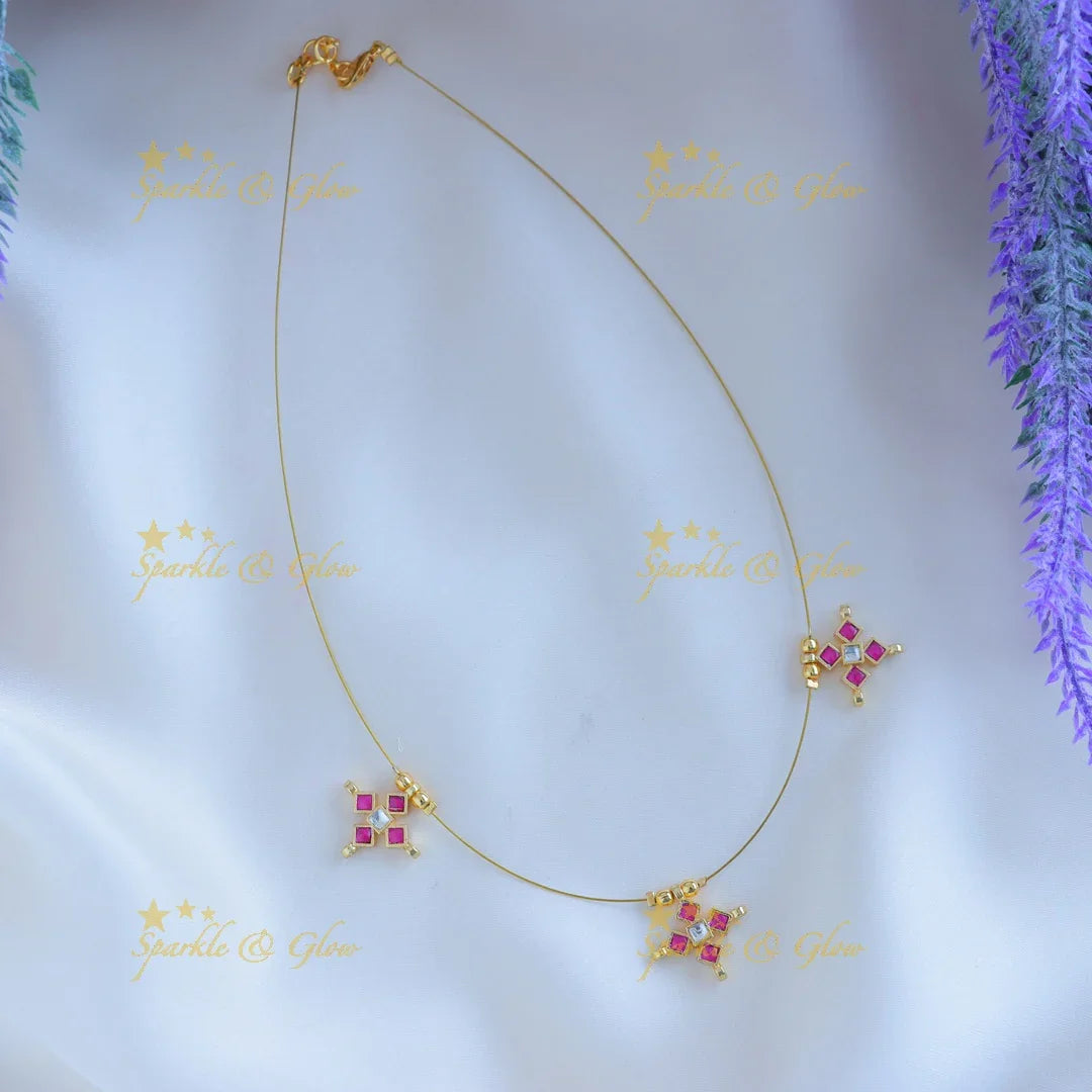 Sparkling Star Floral Invisible short necklace-Rubywhite - Sparkle and Glow
