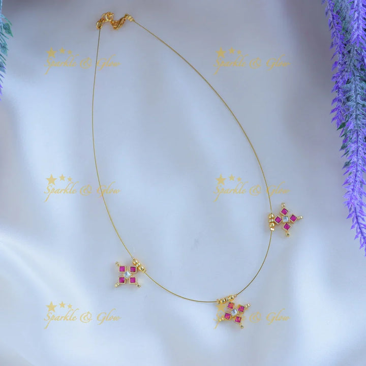 Sparkling Star Floral Invisible short necklace-Rubywhite - Sparkle and Glow