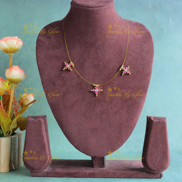 Sparkling Star Floral Invisible short necklace-Rubywhite - Sparkle and Glow