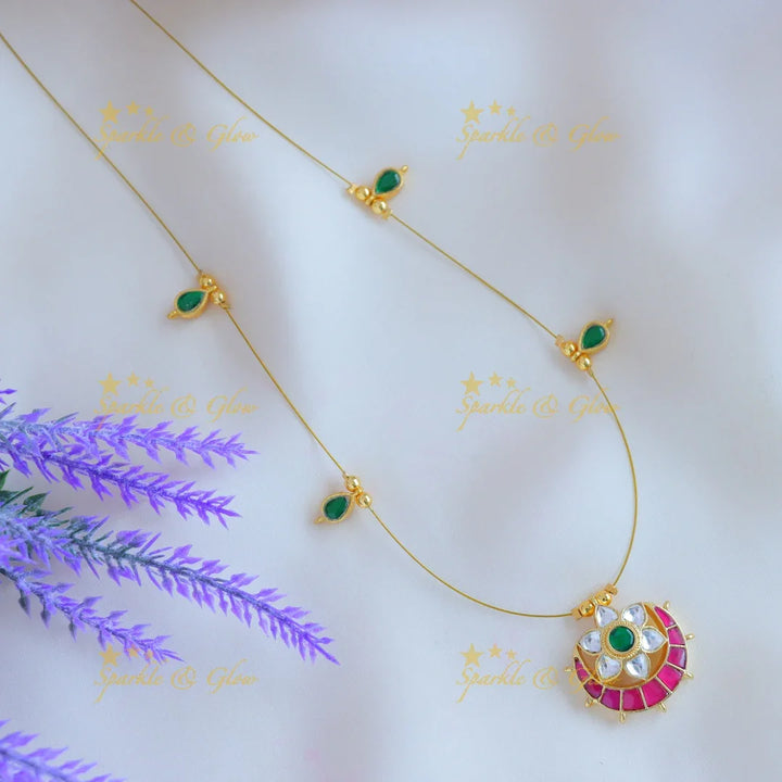 Beautiful Half moon Floral design Invisible short necklace-Ruby - Sparkle and Glow