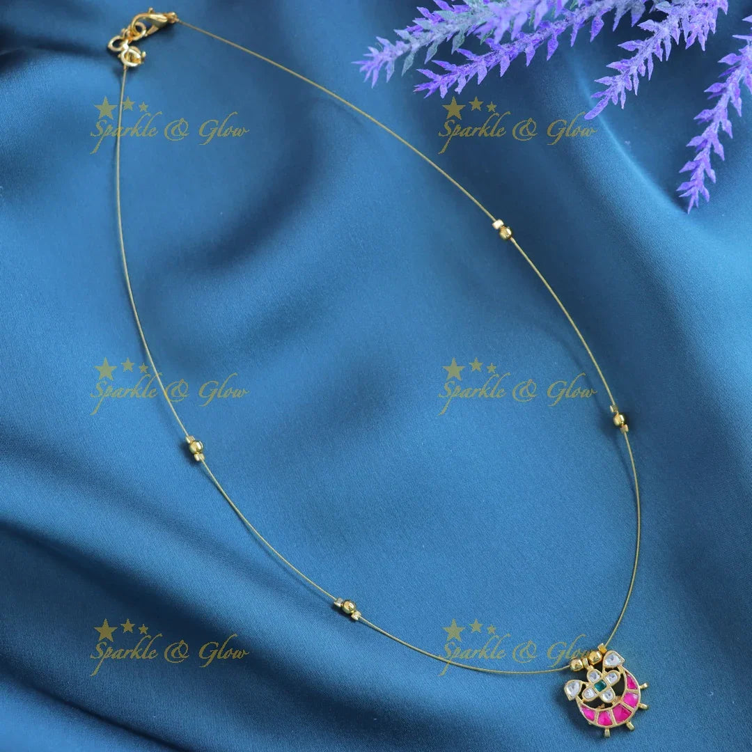 Sparkling Half moon Star Floral design invisble short necklace - Sparkle and Glow
