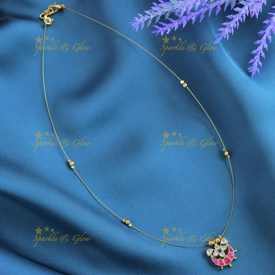 Sparkling Half moon Star Floral design invisble short necklace - Sparkle and Glow
