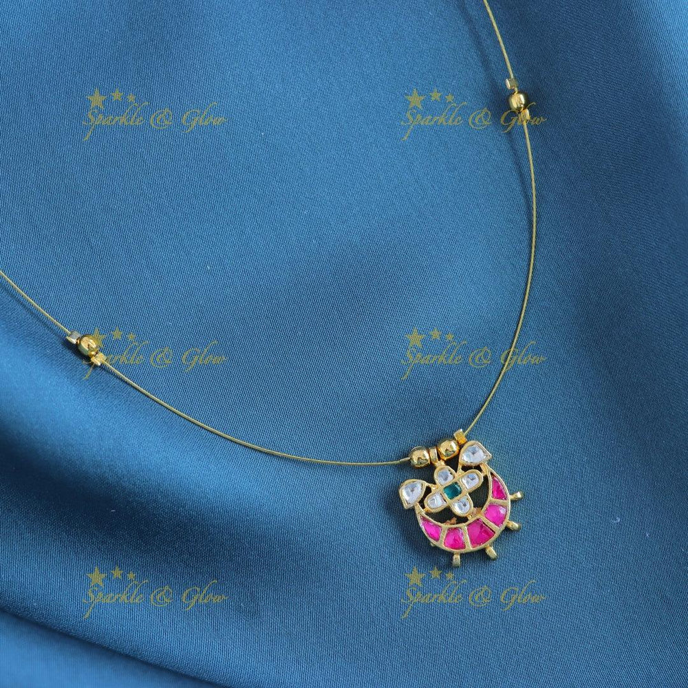 Sparkling Half moon Star Floral design invisble short necklace - Sparkle and Glow