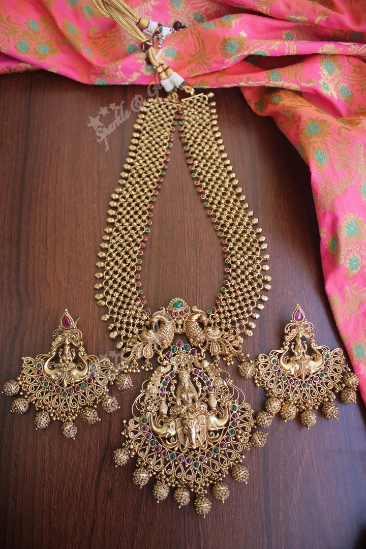 Statement gold alike polished Lakshmi haram - Sparkle and Glow