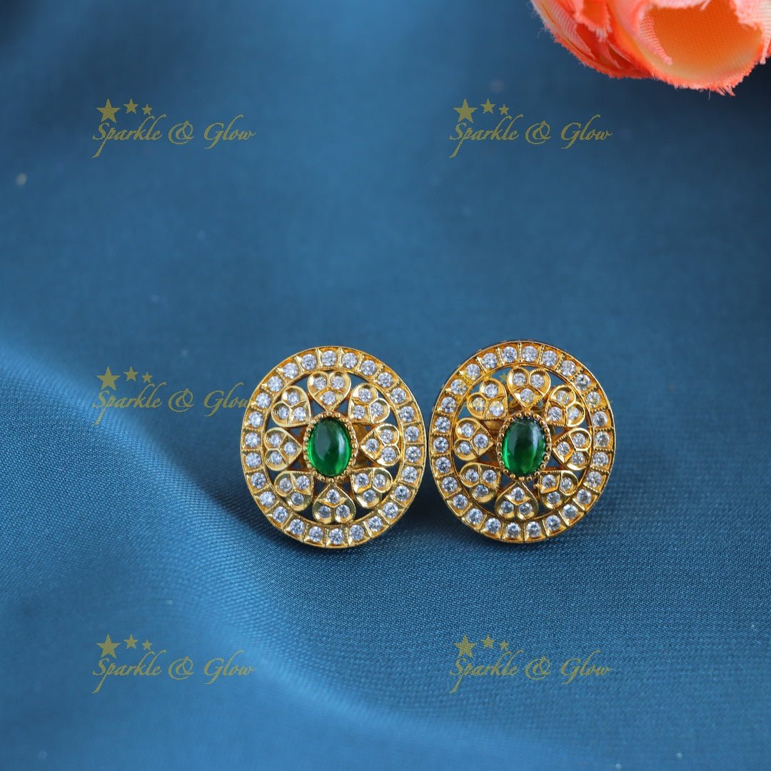 Grand Navarathna Floral pendant carved pearl cluster short necklace - Sparkle and Glow - Back Thread - 